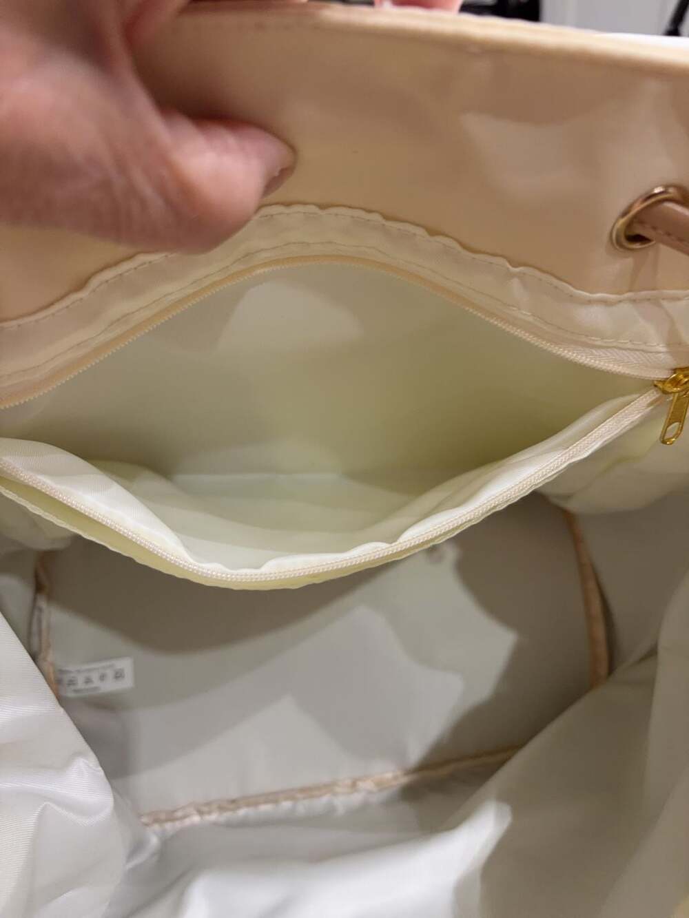 LouLu Cream Nylon Drawstring Backpack - Picture 9 of 12